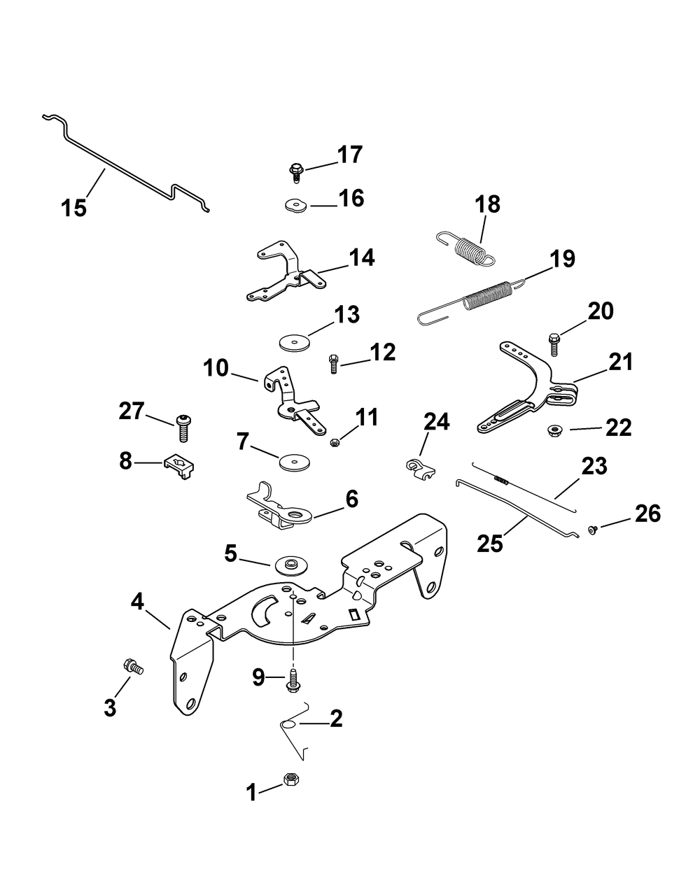 Engine Controls Diagram and Parts List for 46D 4X4-37ACD710 Cub Cadet Lawn Tractor Accessories